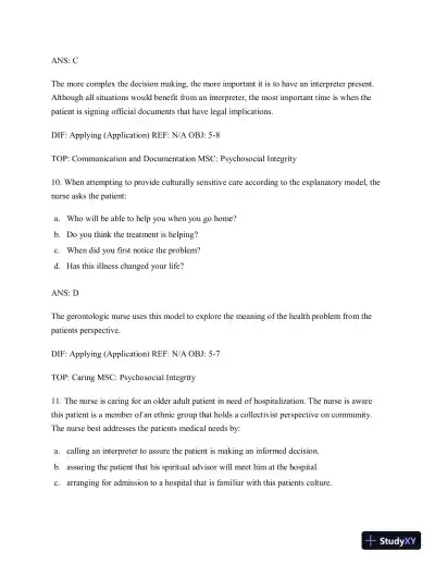 Test Bank for Gerontological Nursing, 9th Edition - Page 30 preview image