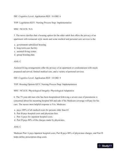 Test Bank for Gerontological Nursing, 9th Edition - Page 4 preview image