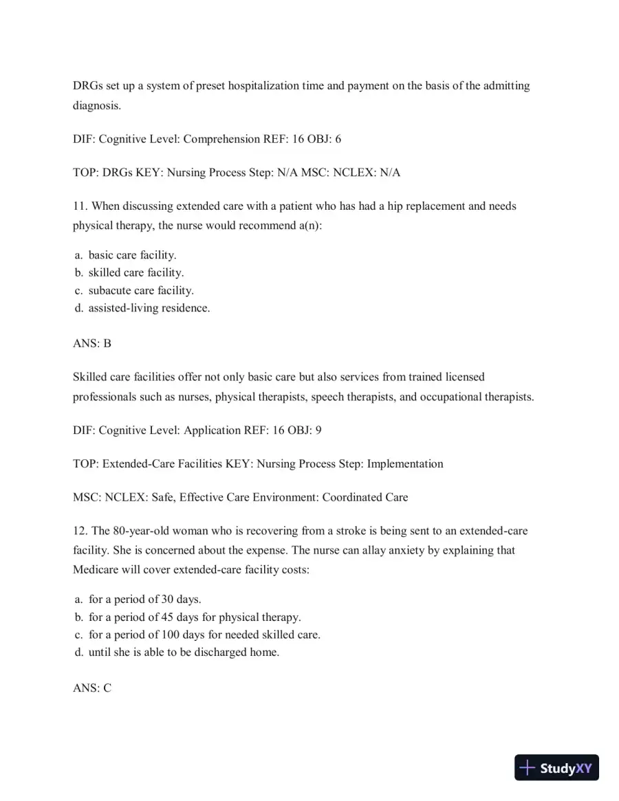 Test Bank for Gerontological Nursing, 9th Edition, page 7