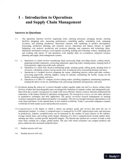 Solution Manual for Operations and Supply Chain Management, 9th Edition - Page 1 preview image