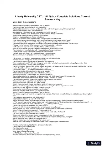 Liberty University CSTU 101 Quiz 4 Complete Solutions Correct Answers Key - Page 1 preview image