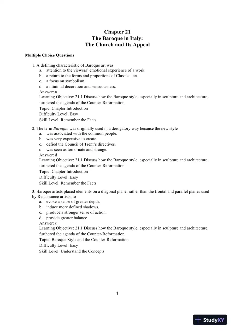 Test Bank for The Humanities: Culture, Continuity, and Change, Volume 2, 4th Edition, page 4