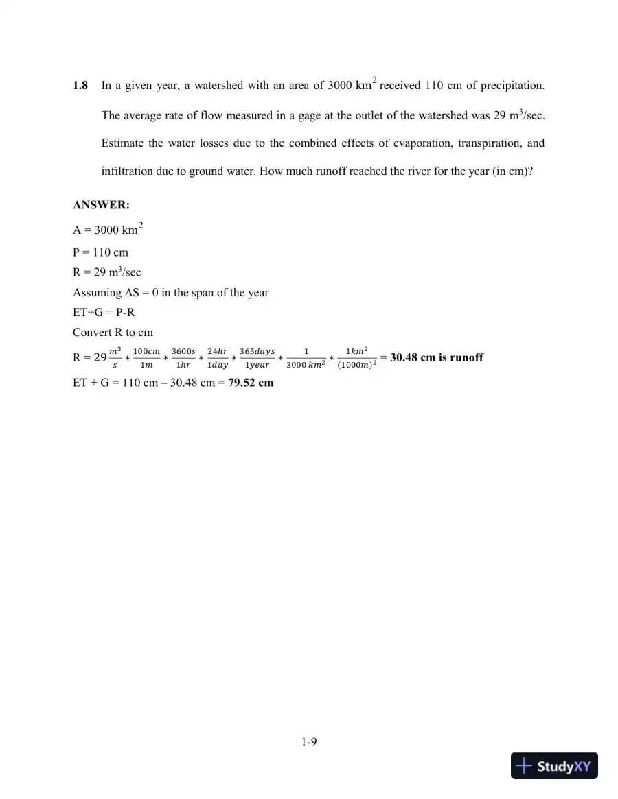 Solution Manual for Hydrology and Floodplain Analysis, 6th Edition, page 10
