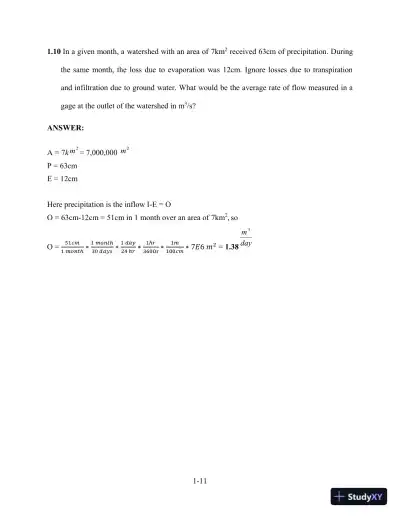 Solution Manual for Hydrology and Floodplain Analysis, 6th Edition - Page 12 preview image