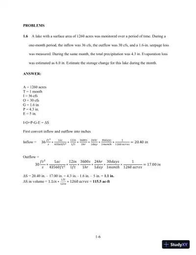 Solution Manual for Hydrology and Floodplain Analysis, 6th Edition - Page 7 preview image