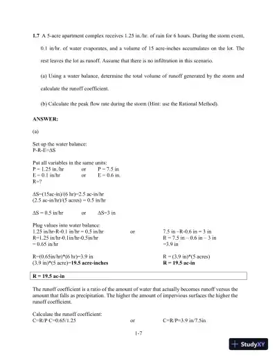 Solution Manual for Hydrology and Floodplain Analysis, 6th Edition - Page 8 preview image