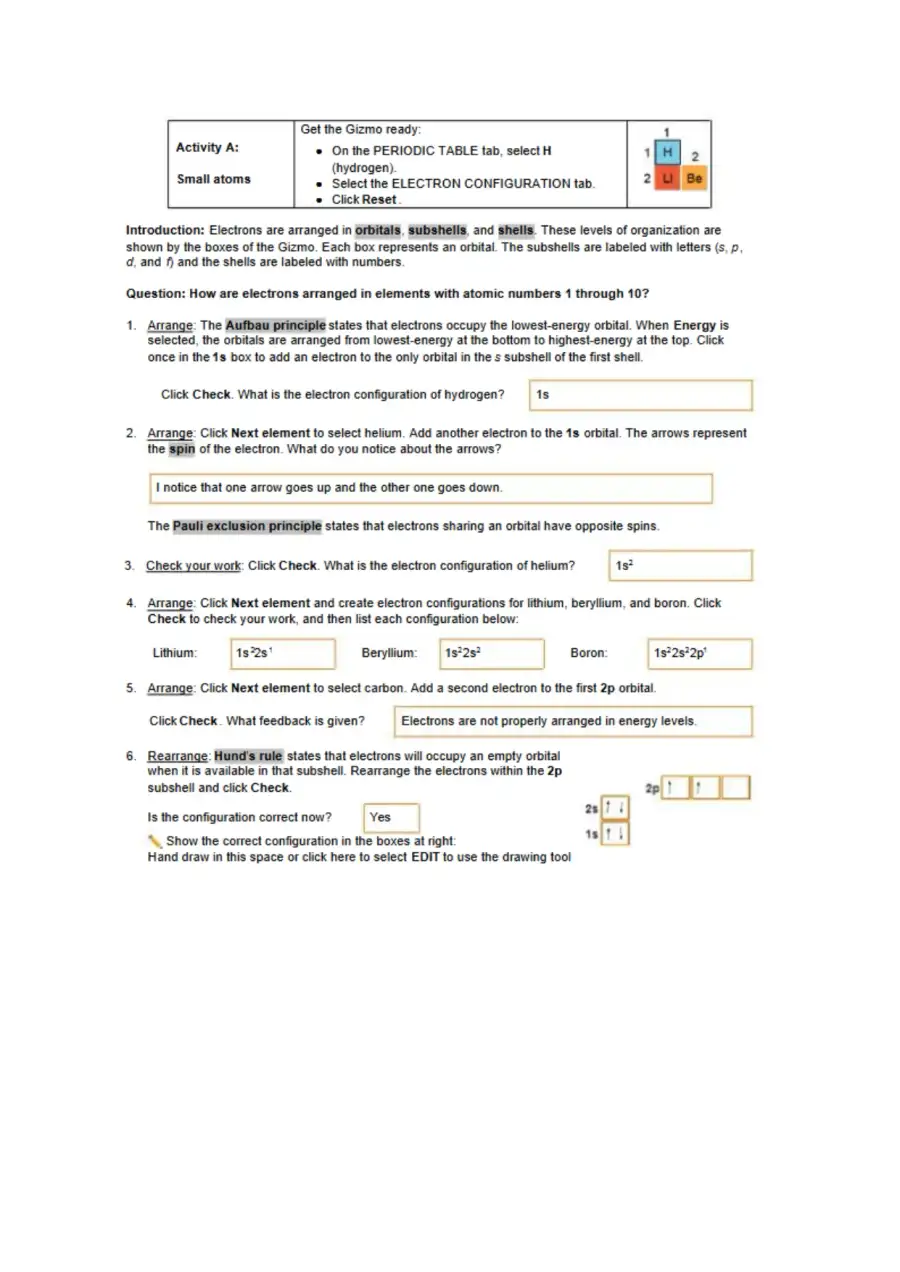 Gabrell Talavera ElectronConfiguration Gizmo, page 2