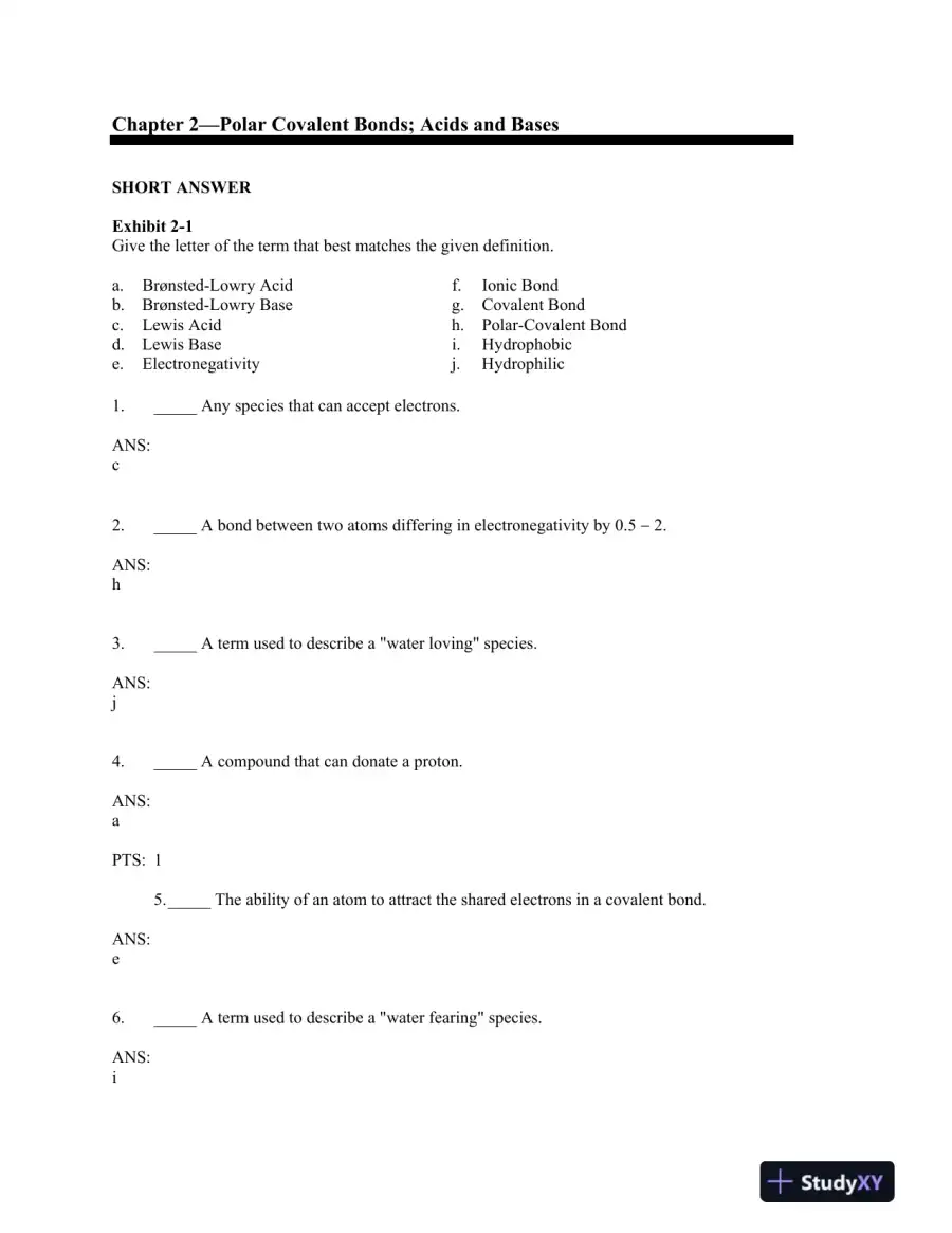 Test Bank for Organic Chemistry, 8th Edition, page 12
