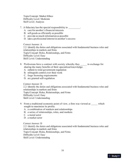 Test Bank For Ethics And The Conduct Of Business 8th Edition Test Bank - Page 13 preview image