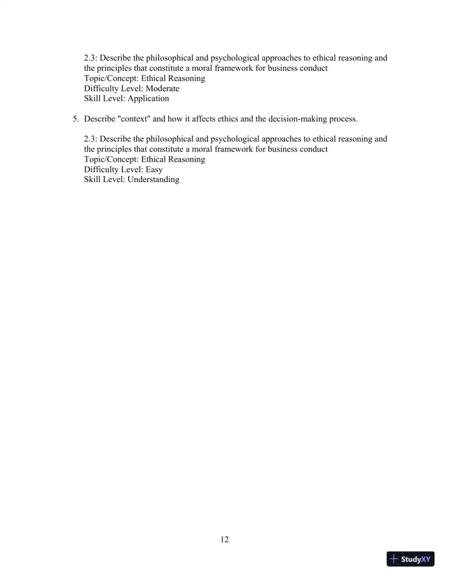 Test Bank For Ethics And The Conduct Of Business 8th Edition Test Bank, page 15