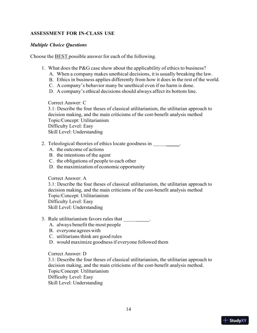 Test Bank For Ethics And The Conduct Of Business 8th Edition Test Bank, page 17
