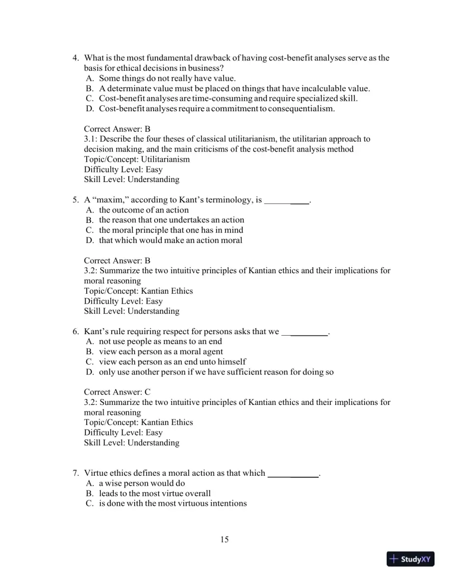 Test Bank For Ethics And The Conduct Of Business 8th Edition Test Bank, page 18