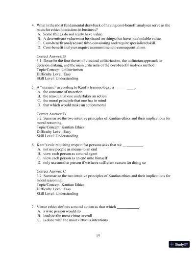 Test Bank For Ethics And The Conduct Of Business 8th Edition Test Bank - Page 18 preview image