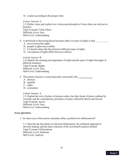 Test Bank For Ethics And The Conduct Of Business 8th Edition Test Bank - Page 19 preview image