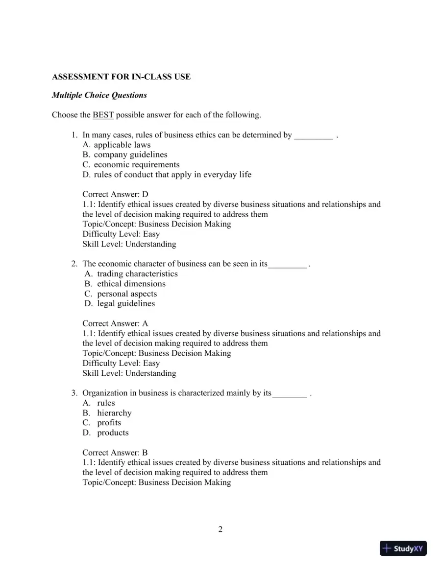 Test Bank For Ethics And The Conduct Of Business 8th Edition Test Bank, page 5