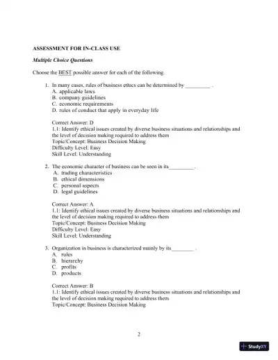 Test Bank For Ethics And The Conduct Of Business 8th Edition Test Bank - Page 5 preview image