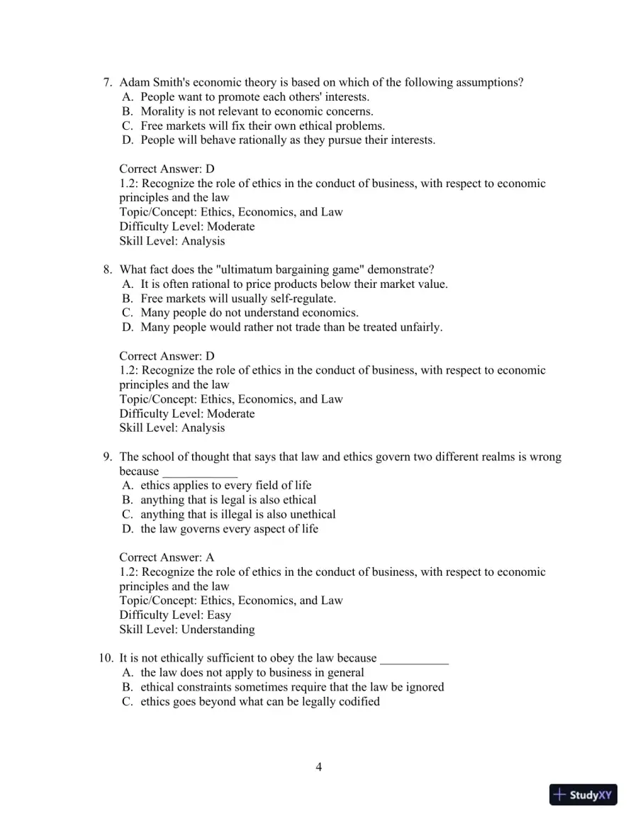 Test Bank For Ethics And The Conduct Of Business 8th Edition Test Bank, page 7