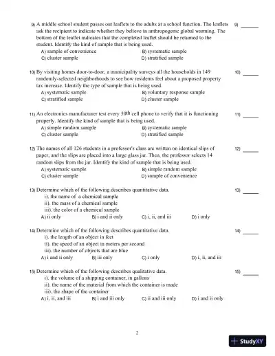 Test Bank For Elementary Statistics, 3rd Edition - Page 3 preview image