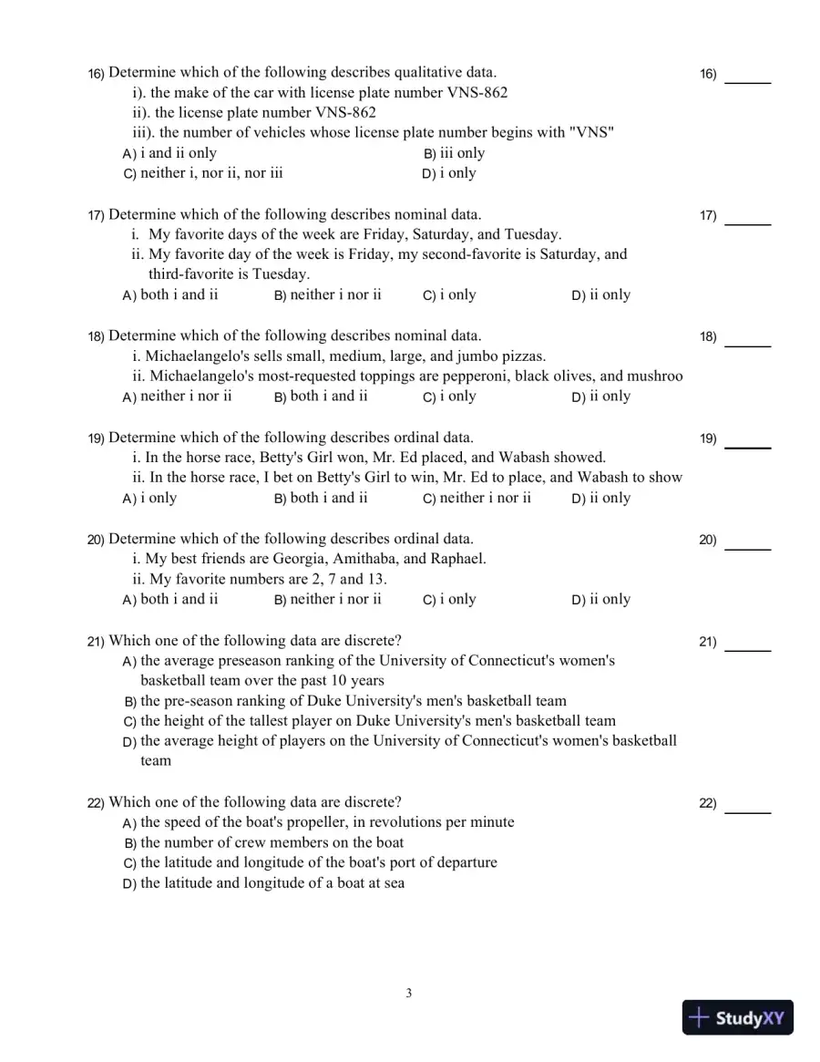 Test Bank For Elementary Statistics, 3rd Edition, page 4