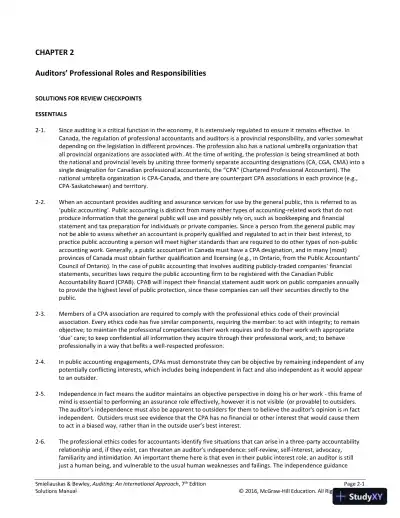 Auditing: An International Approach Seventh Canadian Edition Solution Manual - Page 10 preview image