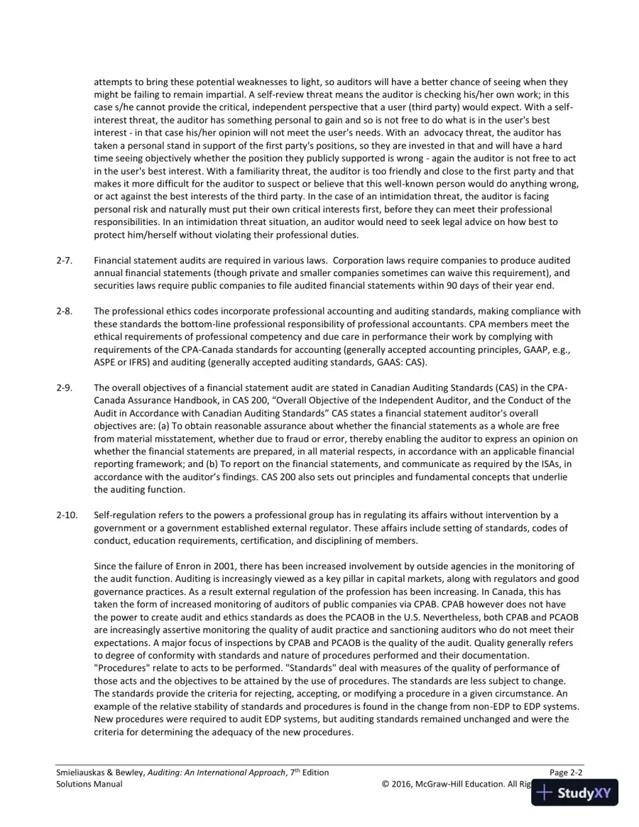 Auditing: An International Approach Seventh Canadian Edition Solution Manual, page 11