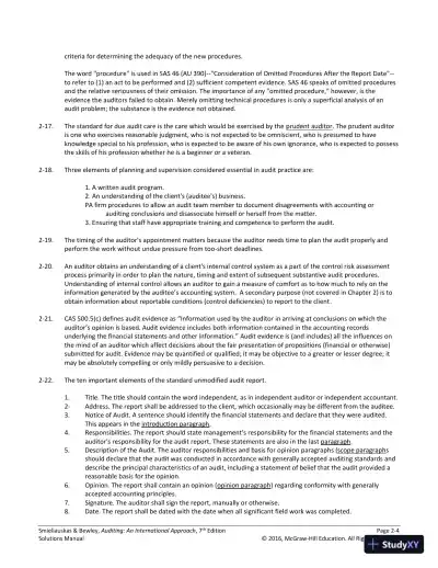 Auditing: An International Approach Seventh Canadian Edition Solution Manual - Page 13 preview image