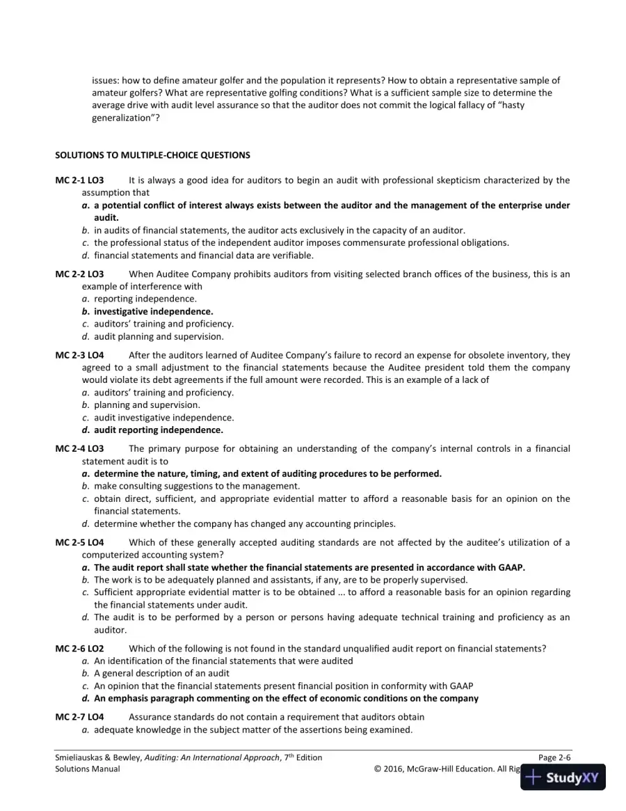 Auditing: An International Approach Seventh Canadian Edition Solution Manual, page 15