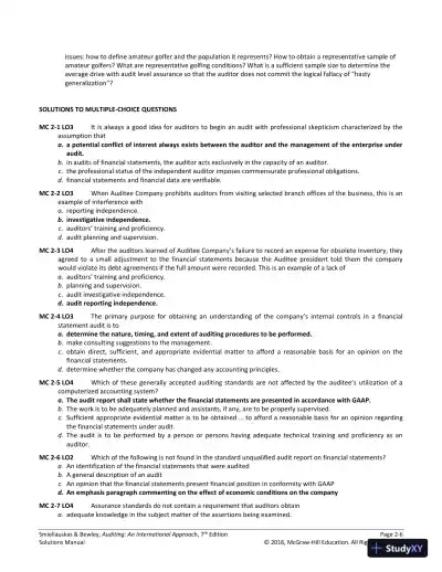 Auditing: An International Approach Seventh Canadian Edition Solution Manual - Page 15 preview image