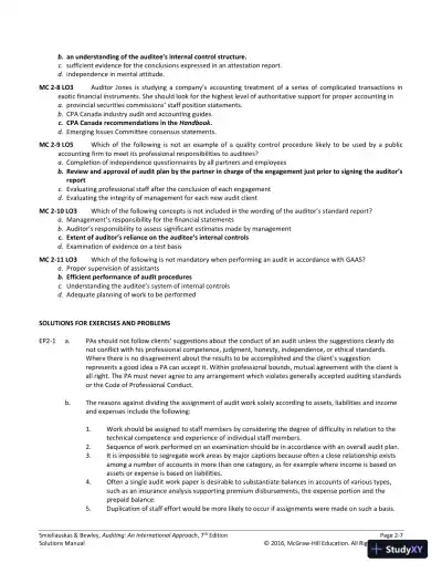 Auditing: An International Approach Seventh Canadian Edition Solution Manual - Page 16 preview image