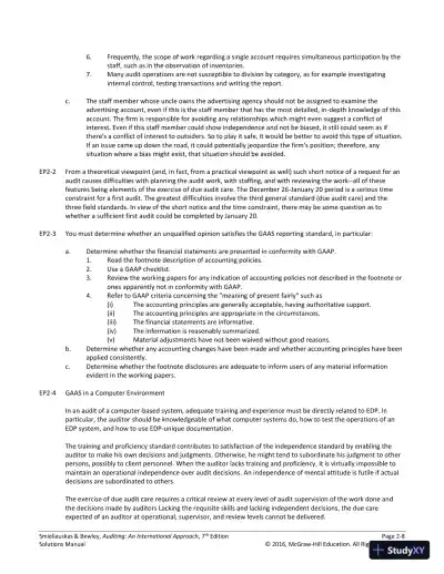 Auditing: An International Approach Seventh Canadian Edition Solution Manual - Page 17 preview image