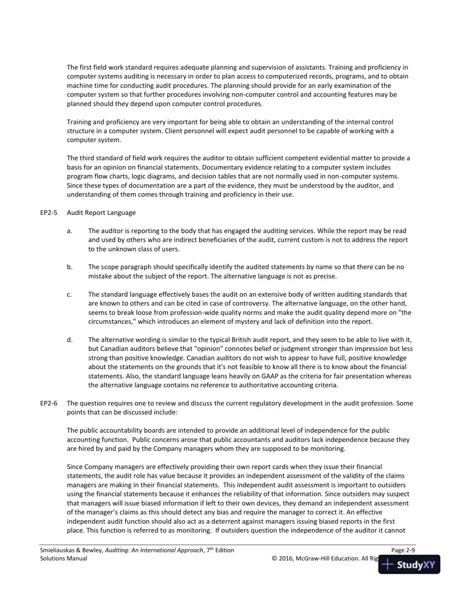 Auditing: An International Approach Seventh Canadian Edition Solution Manual, page 18