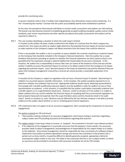 Auditing: An International Approach Seventh Canadian Edition Solution Manual - Page 19 preview image