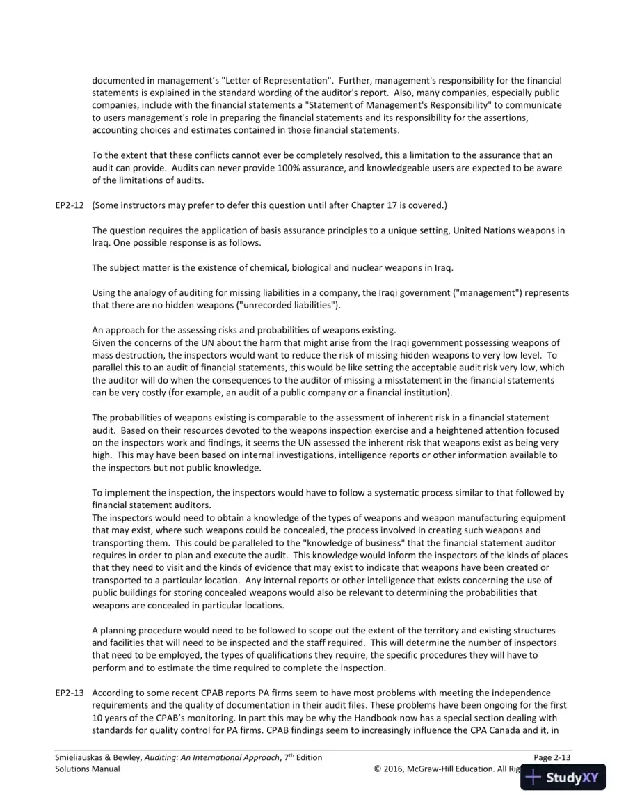 Auditing: An International Approach Seventh Canadian Edition Solution Manual, page 22