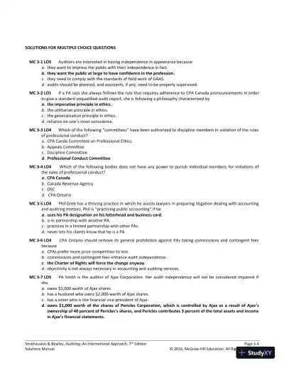 Auditing: An International Approach Seventh Canadian Edition Solution Manual - Page 27 preview image