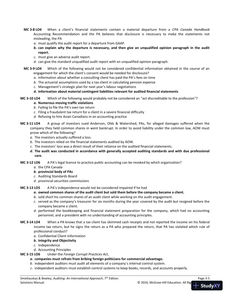 Auditing: An International Approach Seventh Canadian Edition Solution Manual, page 28