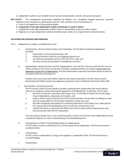 Auditing: An International Approach Seventh Canadian Edition Solution Manual - Page 29 preview image