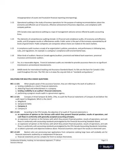 Auditing: An International Approach Seventh Canadian Edition Solution Manual - Page 4 preview image