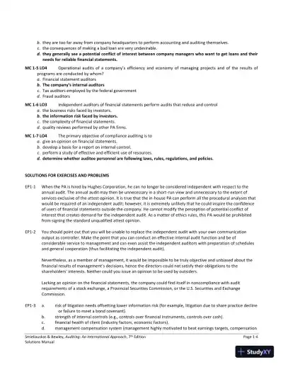 Auditing: An International Approach Seventh Canadian Edition Solution Manual - Page 5 preview image