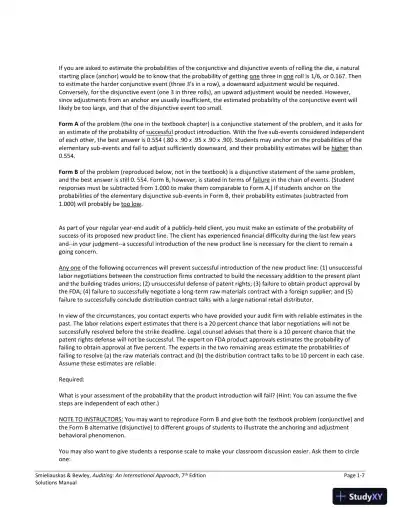 Auditing: An International Approach Seventh Canadian Edition Solution Manual - Page 8 preview image