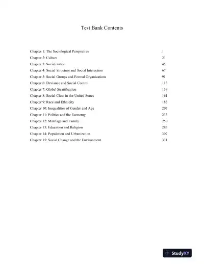 Essentials Of Sociology: A Down-To-Earth Approach, 8th Edition Test Bank - Page 1 preview image