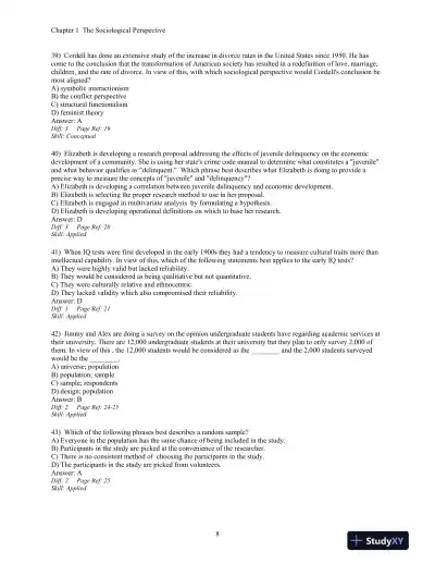 Essentials Of Sociology: A Down-To-Earth Approach, 8th Edition Test Bank - Page 10 preview image