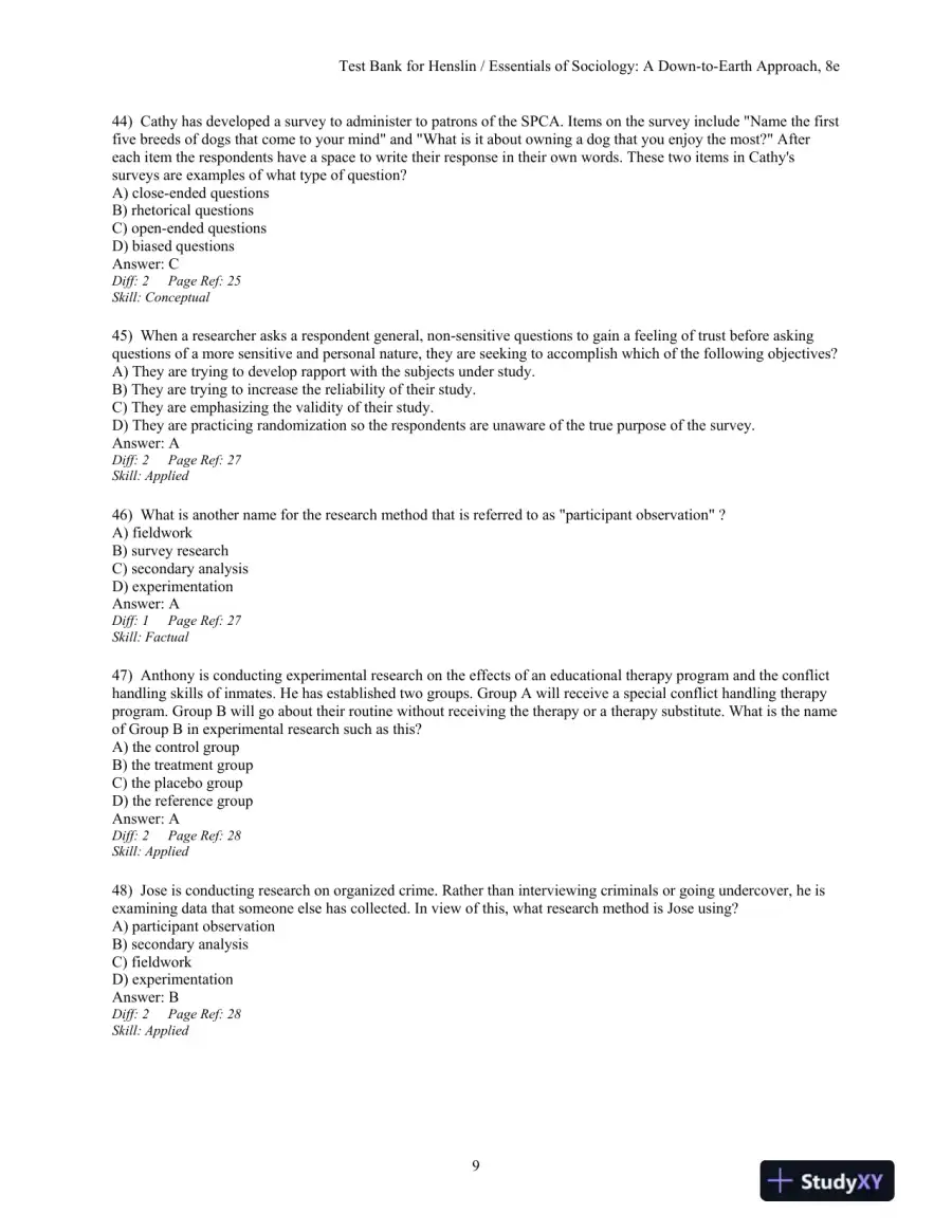 Essentials Of Sociology: A Down-To-Earth Approach, 8th Edition Test Bank, page 11