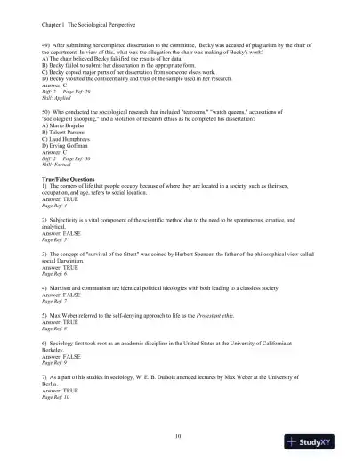 Essentials Of Sociology: A Down-To-Earth Approach, 8th Edition Test Bank - Page 12 preview image