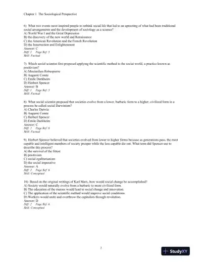 Essentials Of Sociology: A Down-To-Earth Approach, 8th Edition Test Bank - Page 4 preview image