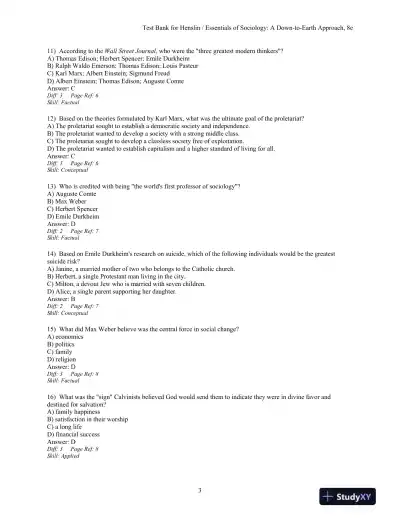 Essentials Of Sociology: A Down-To-Earth Approach, 8th Edition Test Bank - Page 5 preview image