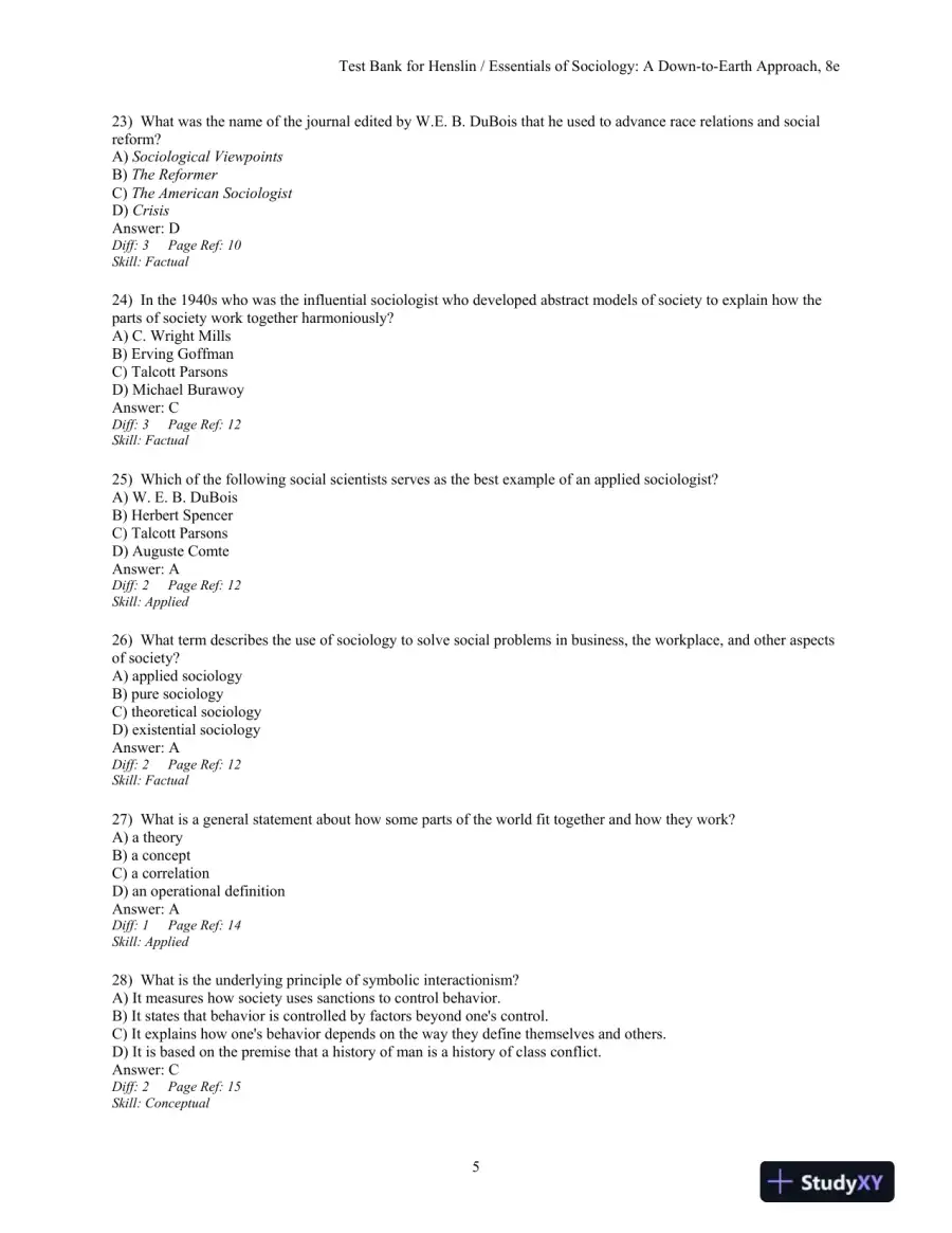 Essentials Of Sociology: A Down-To-Earth Approach, 8th Edition Test Bank, page 7