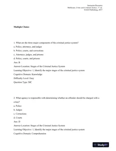 Crime and Criminal Justice: Concepts and Controversies 1st Edition Test Bank - Page 1 preview image