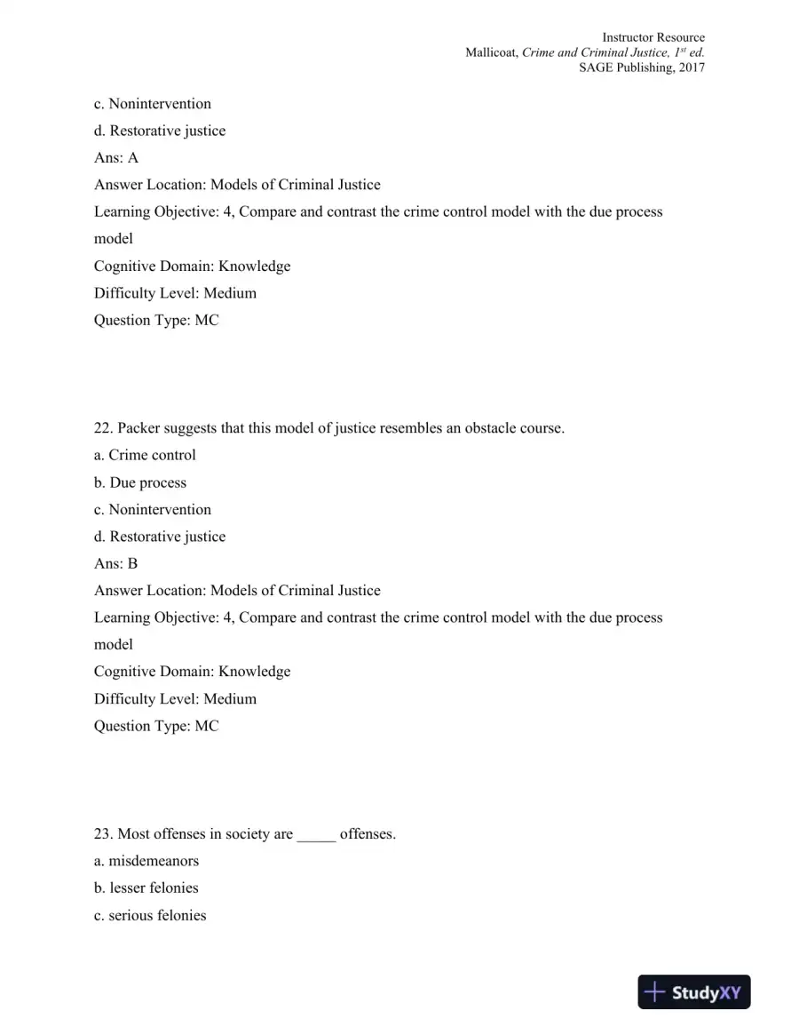 Crime and Criminal Justice: Concepts and Controversies 1st Edition Test Bank, page 12