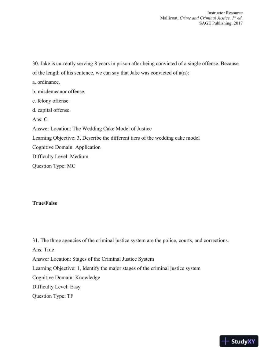 Crime and Criminal Justice: Concepts and Controversies 1st Edition Test Bank, page 16