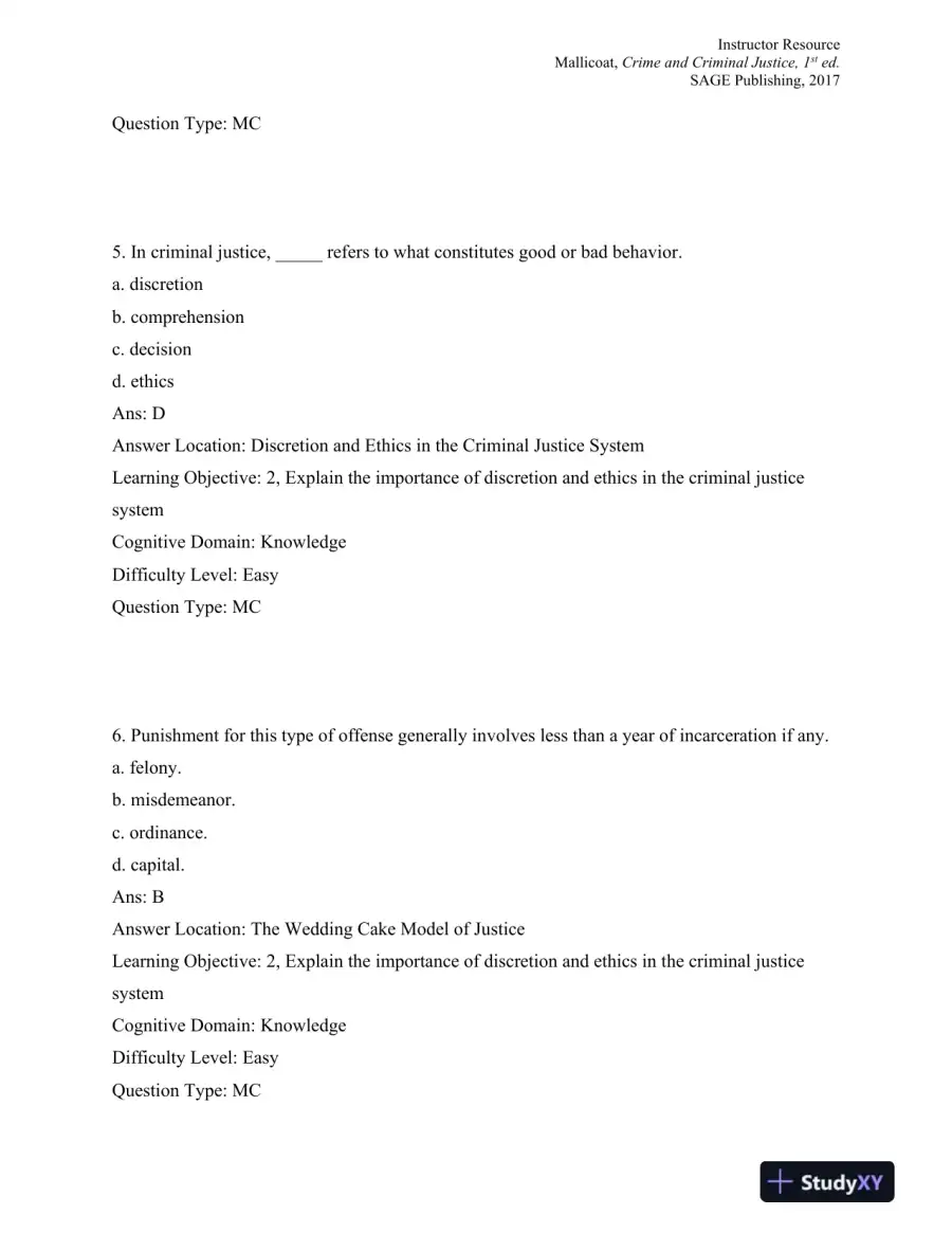 Crime and Criminal Justice: Concepts and Controversies 1st Edition Test Bank, page 4